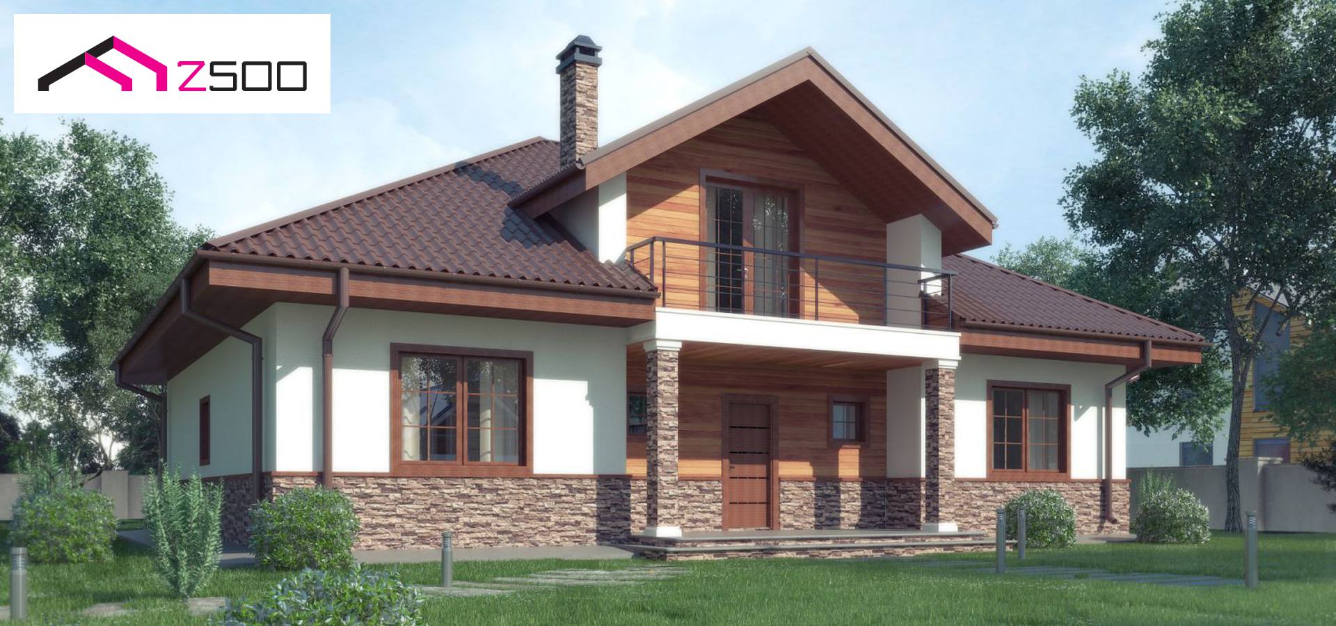 Готовый проект дома Z10 stu bk - Комфортный дом с открытой мансардой в традиционном стиле (версия проекта Z10)