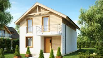 Z38 - Простой и удобный дом для узкого участка с высокой аттиковой стеной.