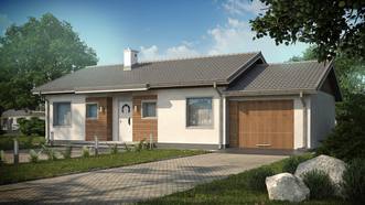Z7 L GL - Компактный одноэтажный дом с пристроенным гаражом, рассчитанным на одну машину