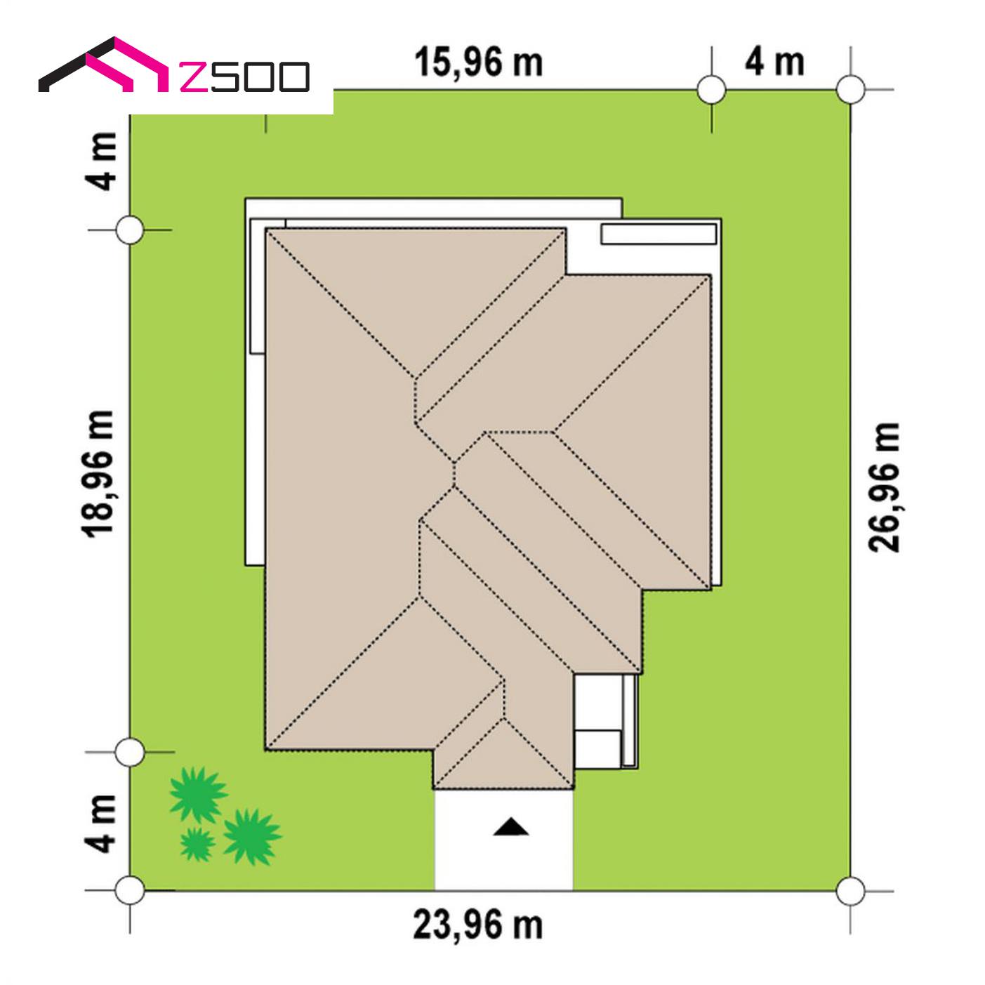 Готовый проект дома  - Cовременный одноэтажный дом с многоскатной крышей и гаражом на две машины.