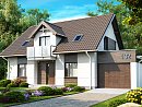 Z132. Стильный комфортный дом с гаражом и оригинальным мансардным окном.
