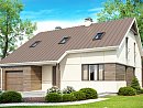 Z148. Проект дома с мансардой, с дополнительной спальней на первом этаже и с застекленной террасой.