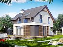 Z290. Дом простой энергосберегающей формы со светлым интерьером, подходящий для узкого участка.