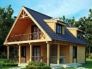 Z30. Компактный дом с мансардой, с крытой террасой и внешним камином.