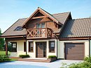 Z33. Практичный дом с гаражом, с красивым мансардным окном и боковой террасой.