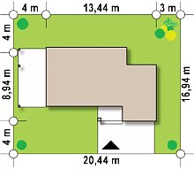 Проект дома Zx63 B - размеры участка