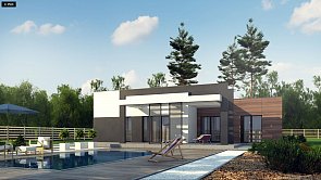 Zx78. Дом в стиле минимализм с плоской кровлей и гаражом для двух машин. Прекрасный вариант для комфортной жизни.