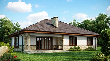 Комфортный одноэтажный дом для семьи из 4-5 человек, созданный в классическом стиле.