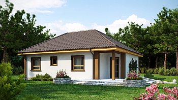 Небольшой комфортный одноэтажный дом в форме буквы «L» с тремя спальнями.