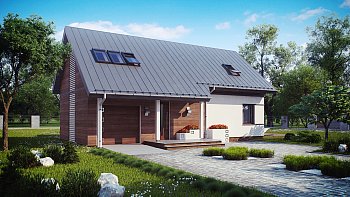 Удобный и красивый дом с красивым окном во фронтоне.