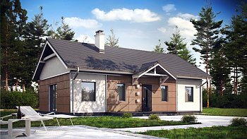 Аккуратный одноэтажный дом в классическом стиле.