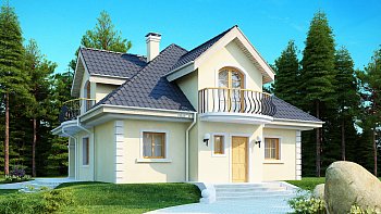 Проект изысканного классического дома с мансардой.