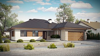 Комфортный одноэтажный дом с большой террасой.