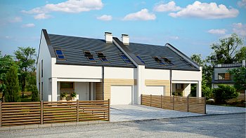 Проект домов для симметричной застройки стильного современного дизайна.