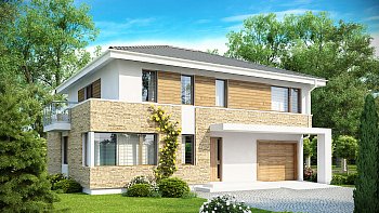 Просторный двухэтажный дом минималистичного современного дизайна.