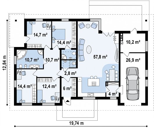 Проект дома Z153 - план-схема 1