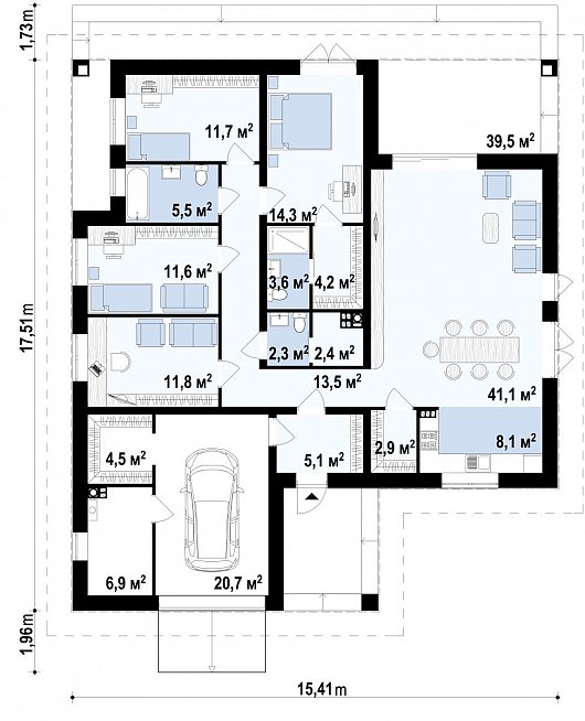 Проект дома Z379 - план-схема 1