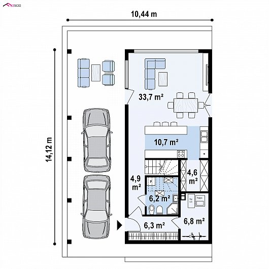 Проект дома Z445 D - план-схема 1