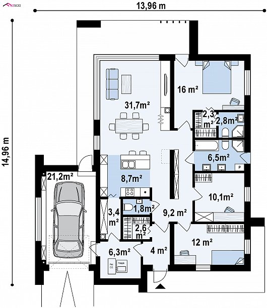 Проект дома Z458 - план-схема 1
